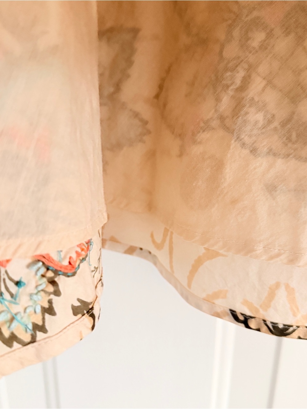 i.e. Cream Floral Boho Floral Midi Skirt with Beading. Sz 12P - Picture 5 of 8